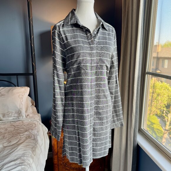 Koy Resort Grey Chambray Striped Swim  Cover Up Tunic NWT - Picture 2 of 9